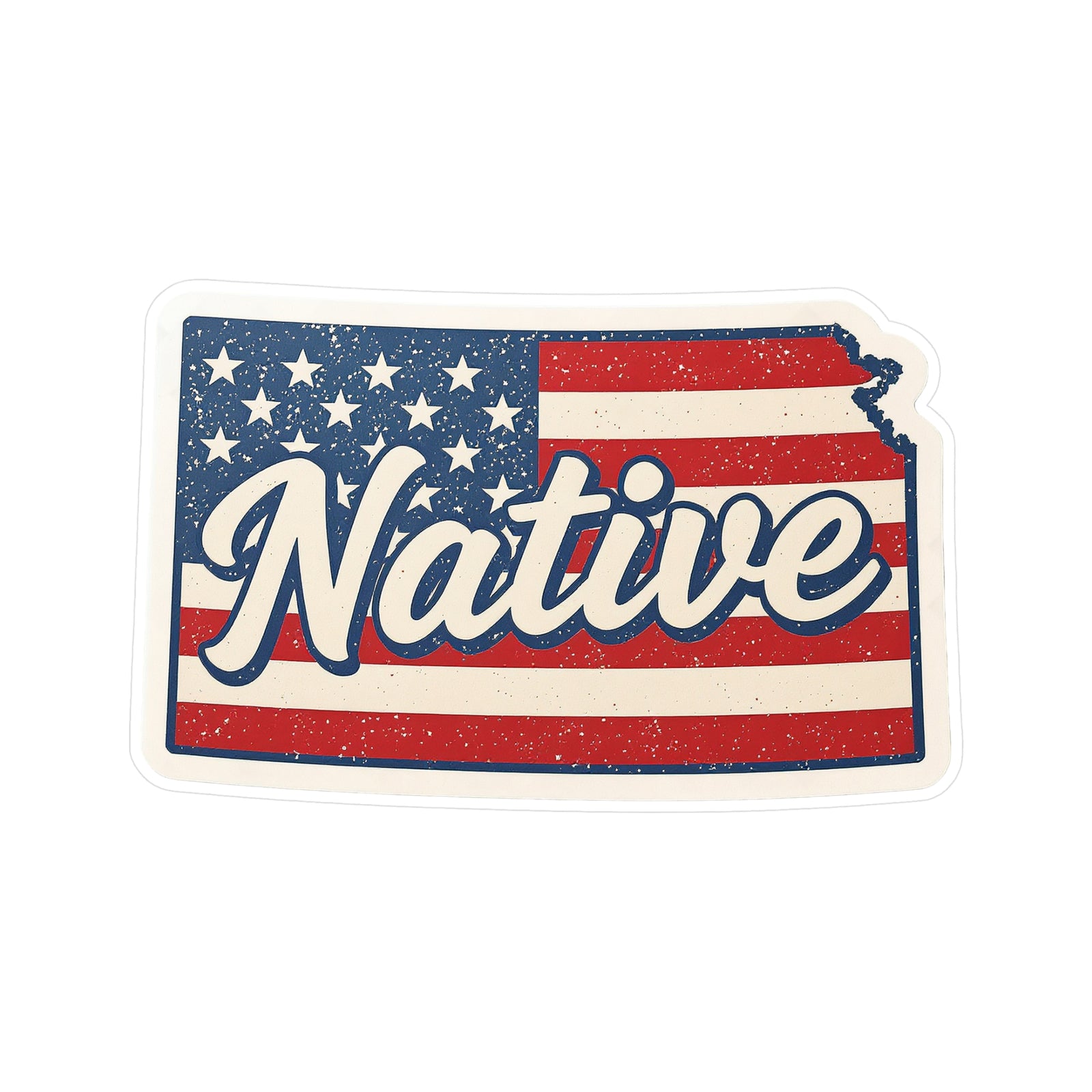 Kansas Native - Vintage Patriotic State Pride Kiss-Cut Vinyl Sticker