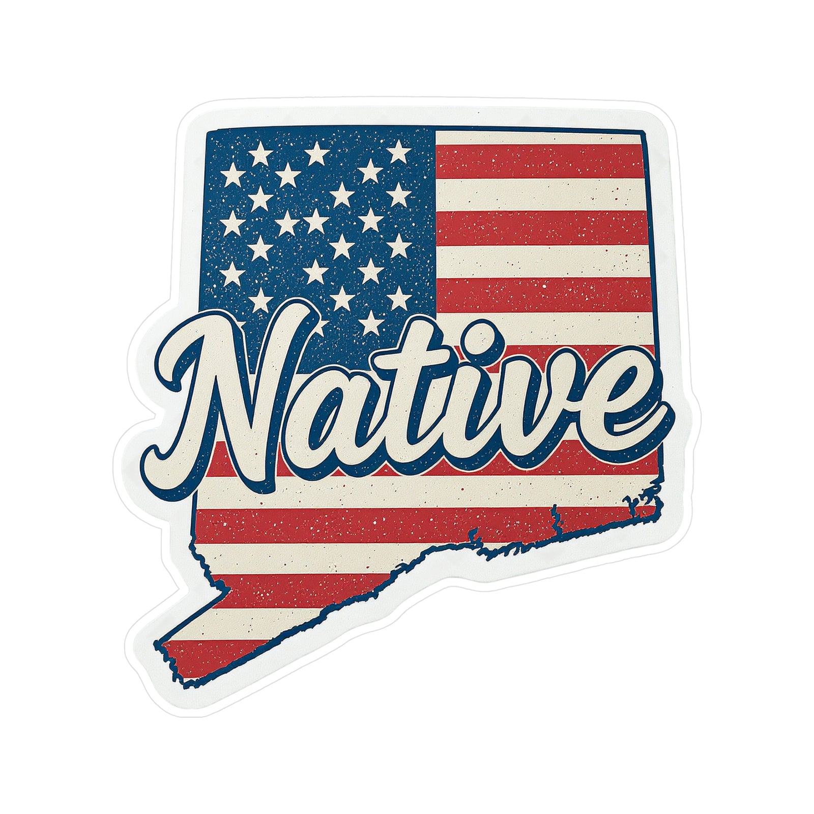 Connecticut Native - Vintage Patriotic State Pride Kiss-Cut Vinyl Sticker