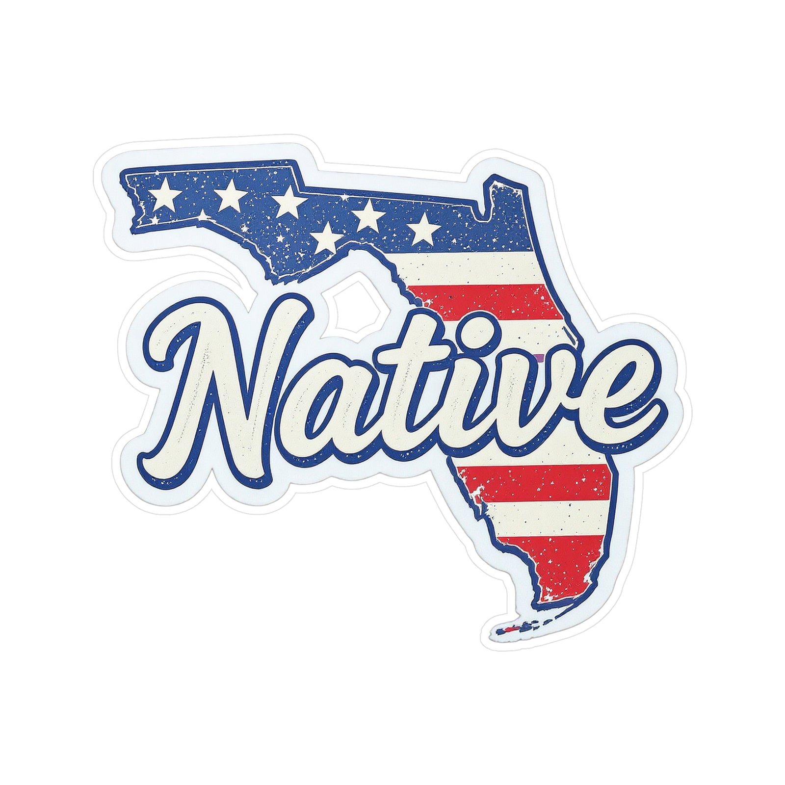 Florida Native - Vintage Patriotic State Pride Kiss-Cut Vinyl Sticker