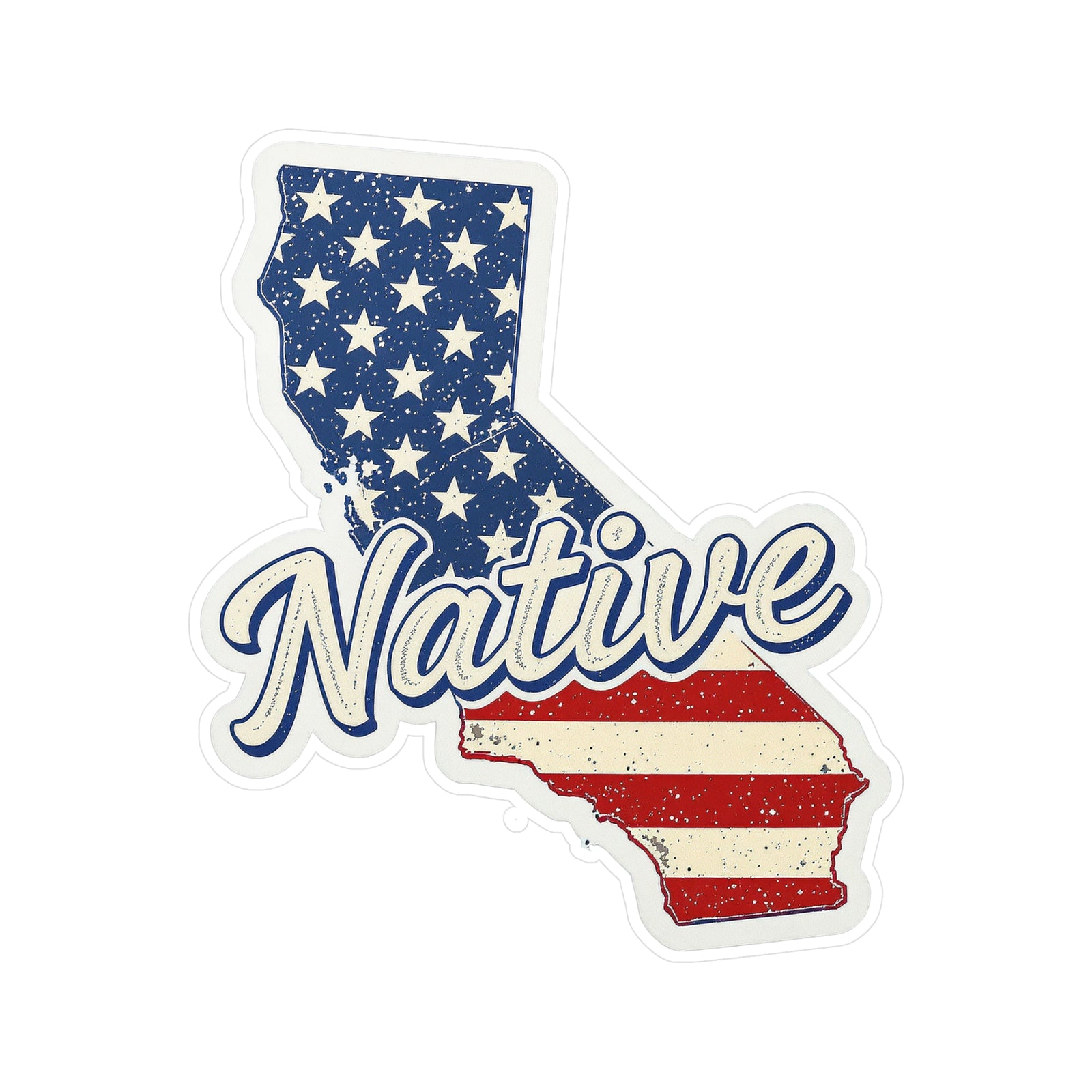 California Native - Vintage Patriotic State Pride Kiss-Cut Vinyl Sticker