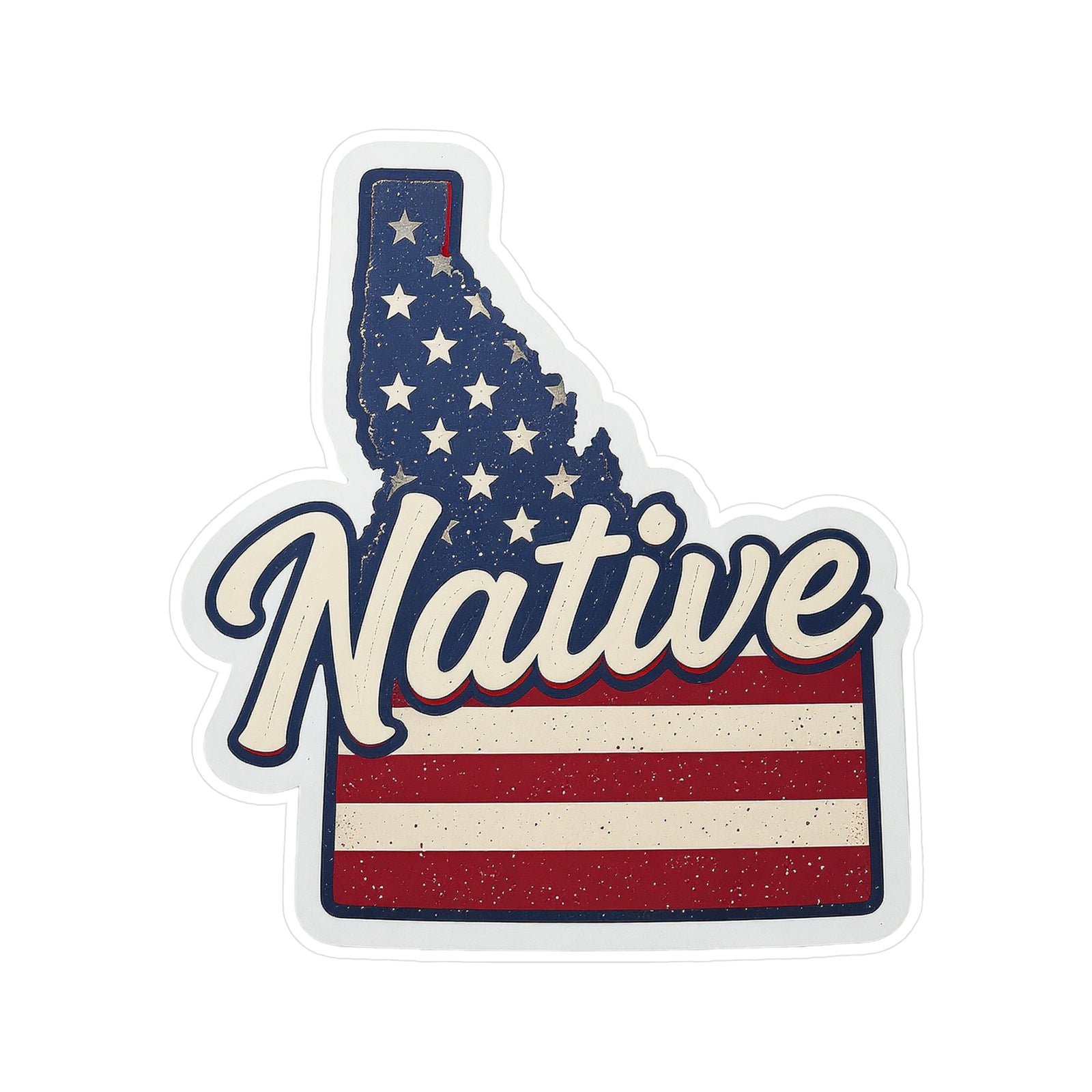 Idaho Native - Vintage Patriotic State Pride Kiss-Cut Vinyl Sticker