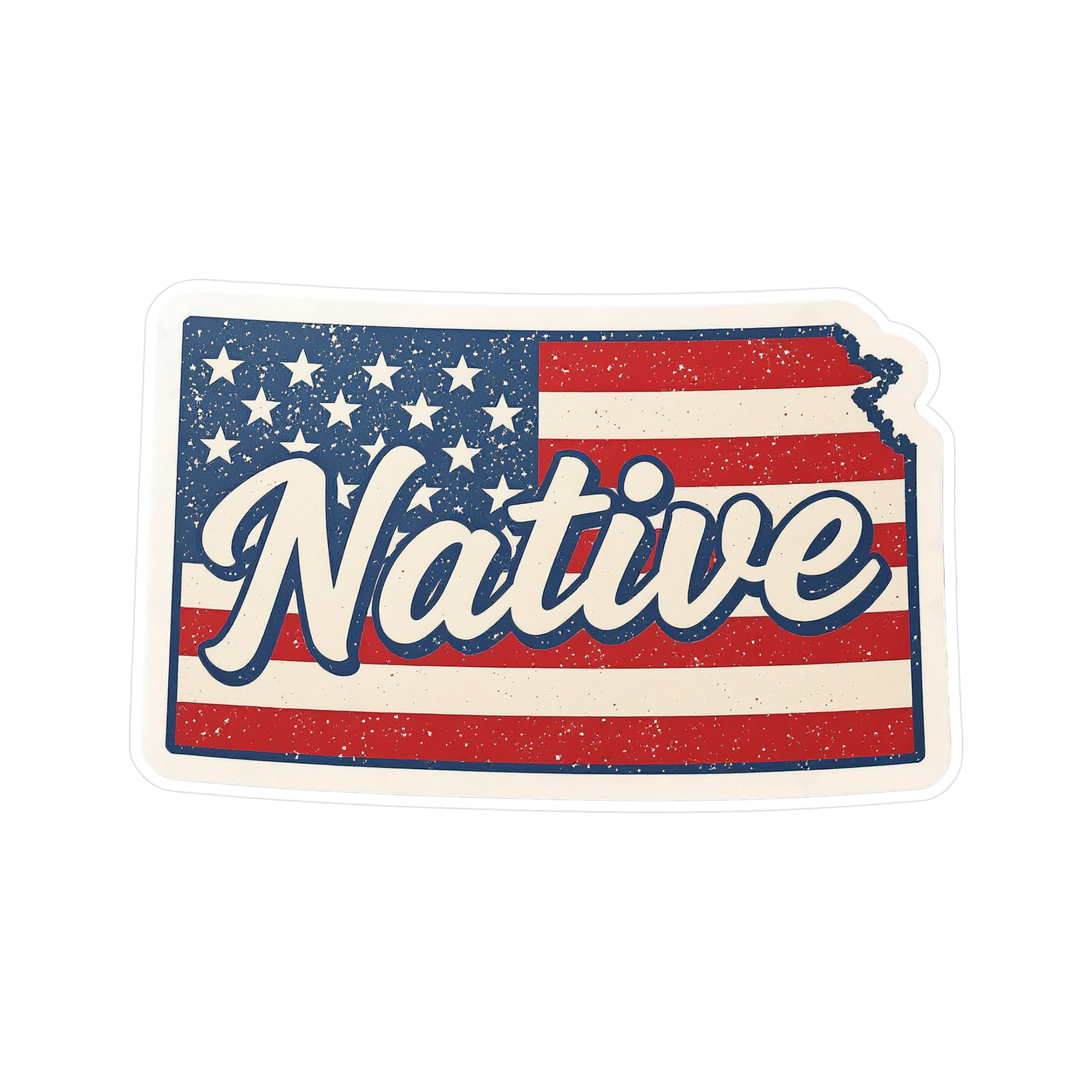 Kansas Native - Vintage Patriotic State Pride Kiss-Cut Vinyl Sticker