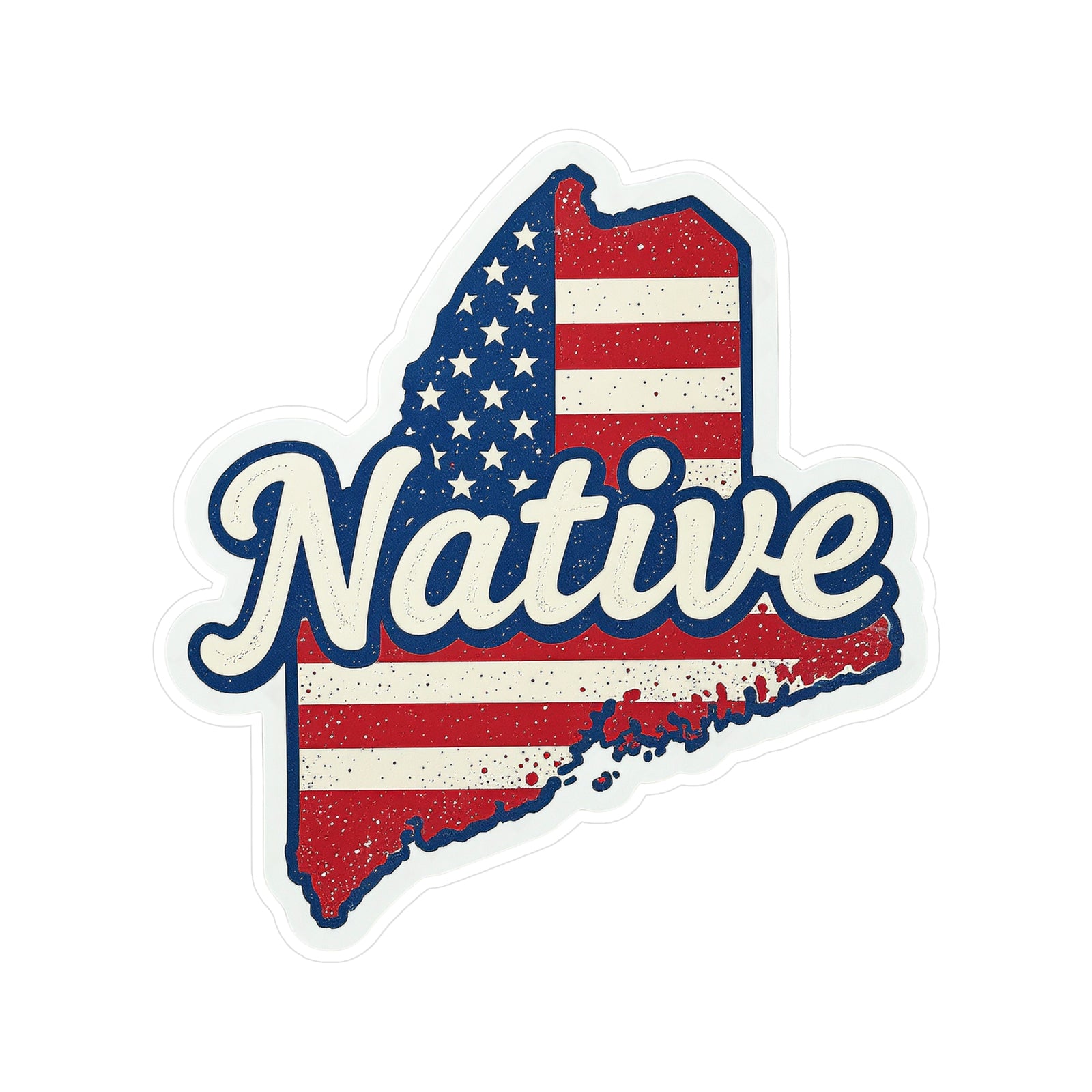 Maine Native - Vintage Patriotic State Pride Kiss-Cut Vinyl Sticker