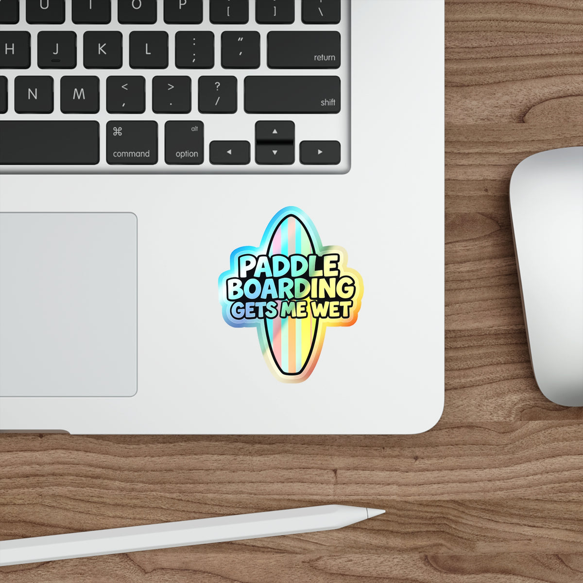 Holographic Paddle Boarding Stickers, Fun Surfing Decal, Water Sports Gift, Beach Vibe Accessories, Colorful Waterproof Stickers
