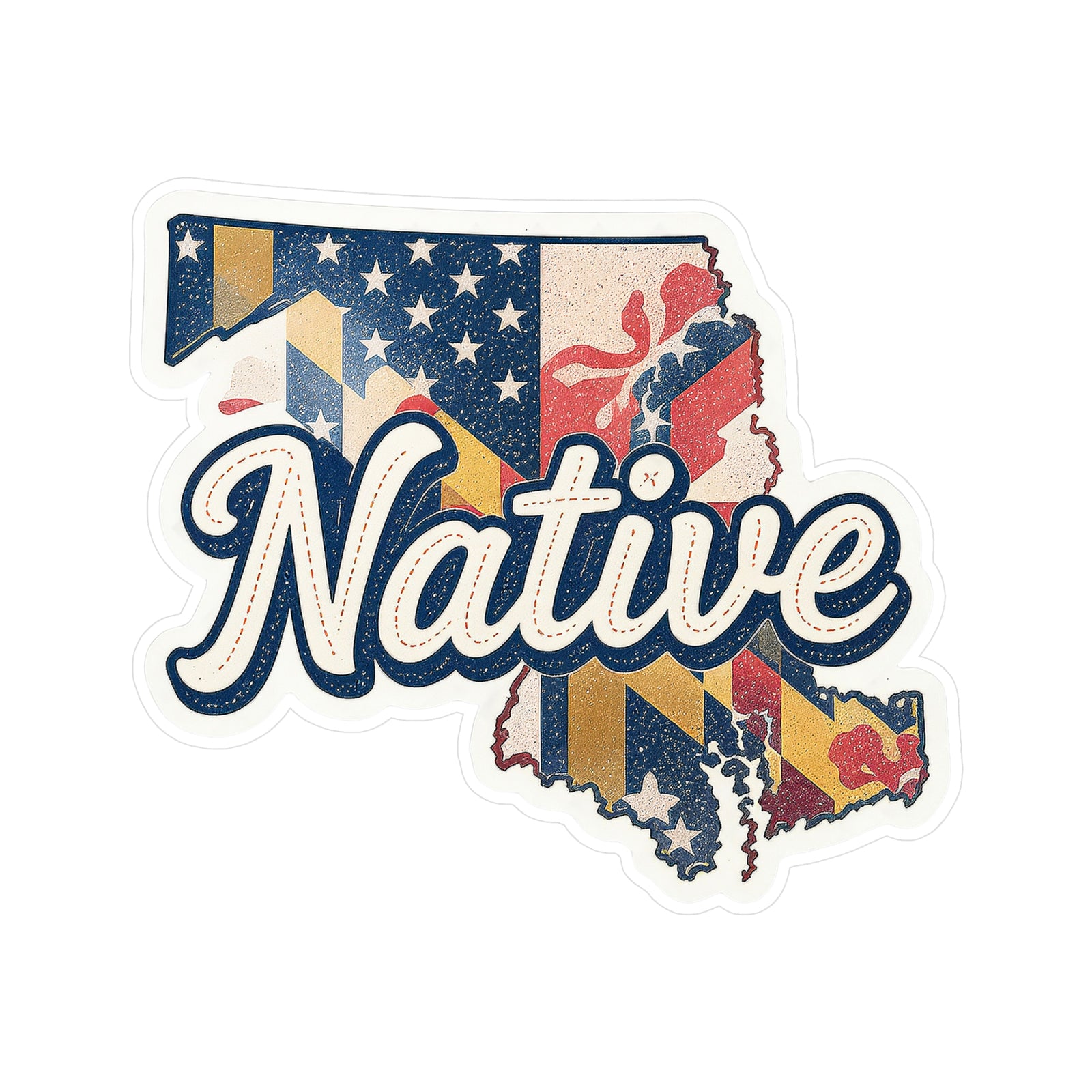Maryland Native - Vintage Patriotic State Pride Kiss-Cut Vinyl Sticker