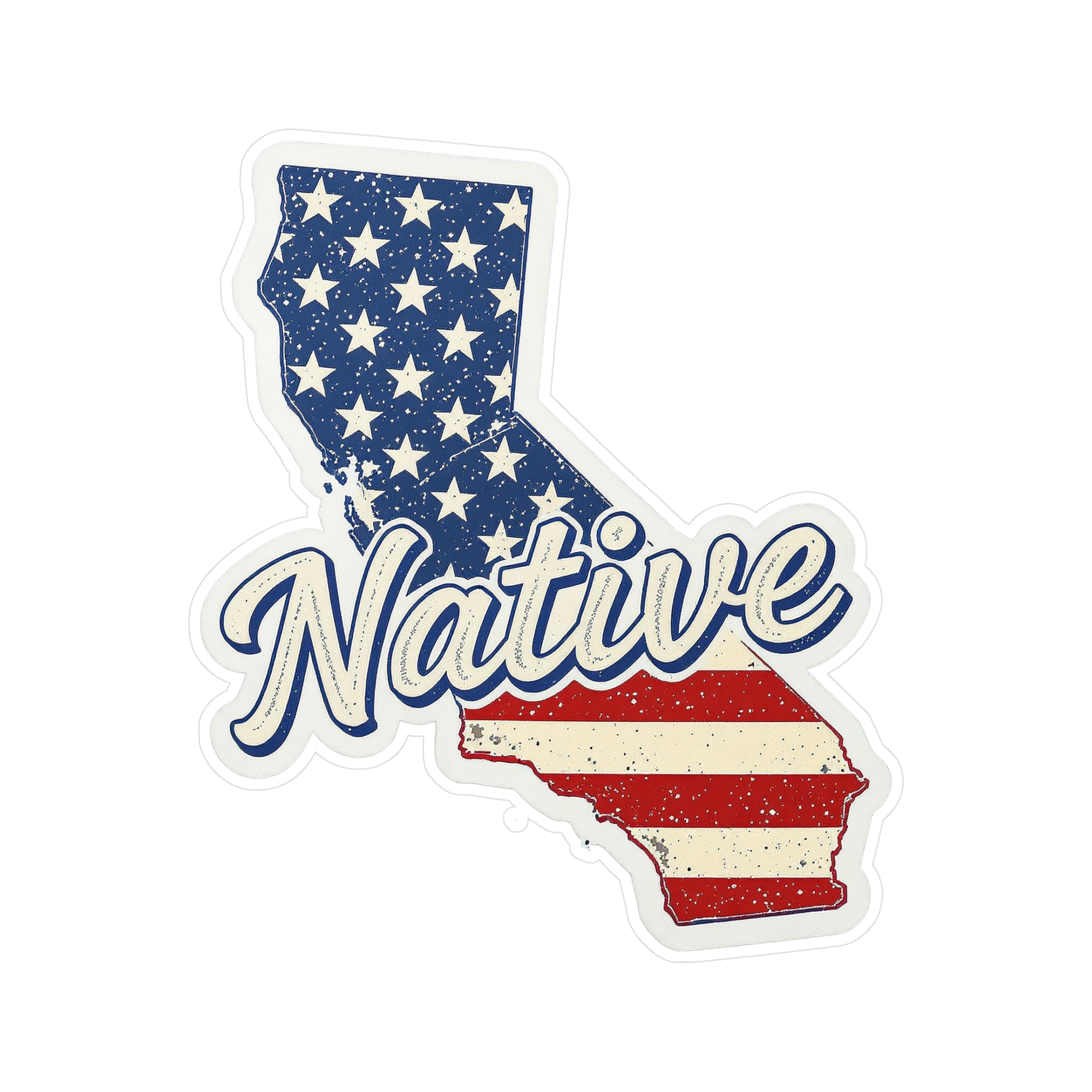 California Native - Vintage Patriotic State Pride Kiss-Cut Vinyl Sticker