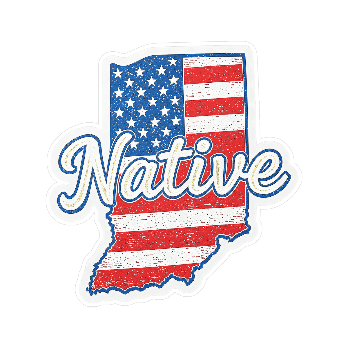 Indiana Native - Vintage Patriotic State Pride Kiss-Cut Vinyl Sticker