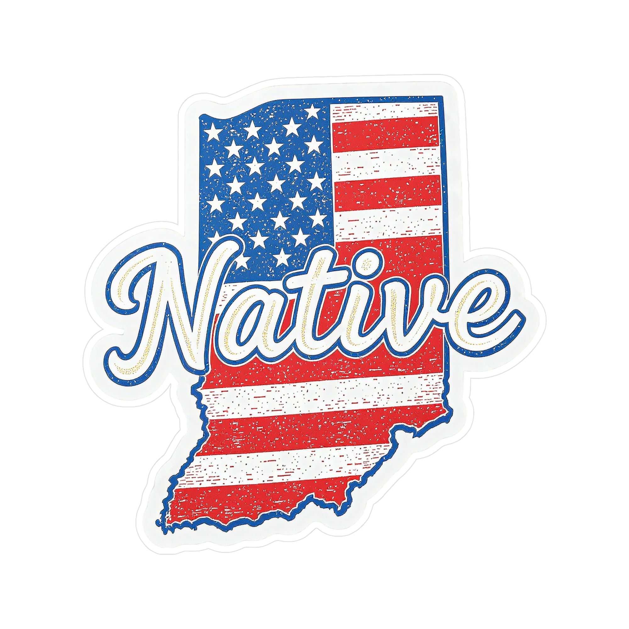 Indiana Native - Vintage Patriotic State Pride Kiss-Cut Vinyl Sticker