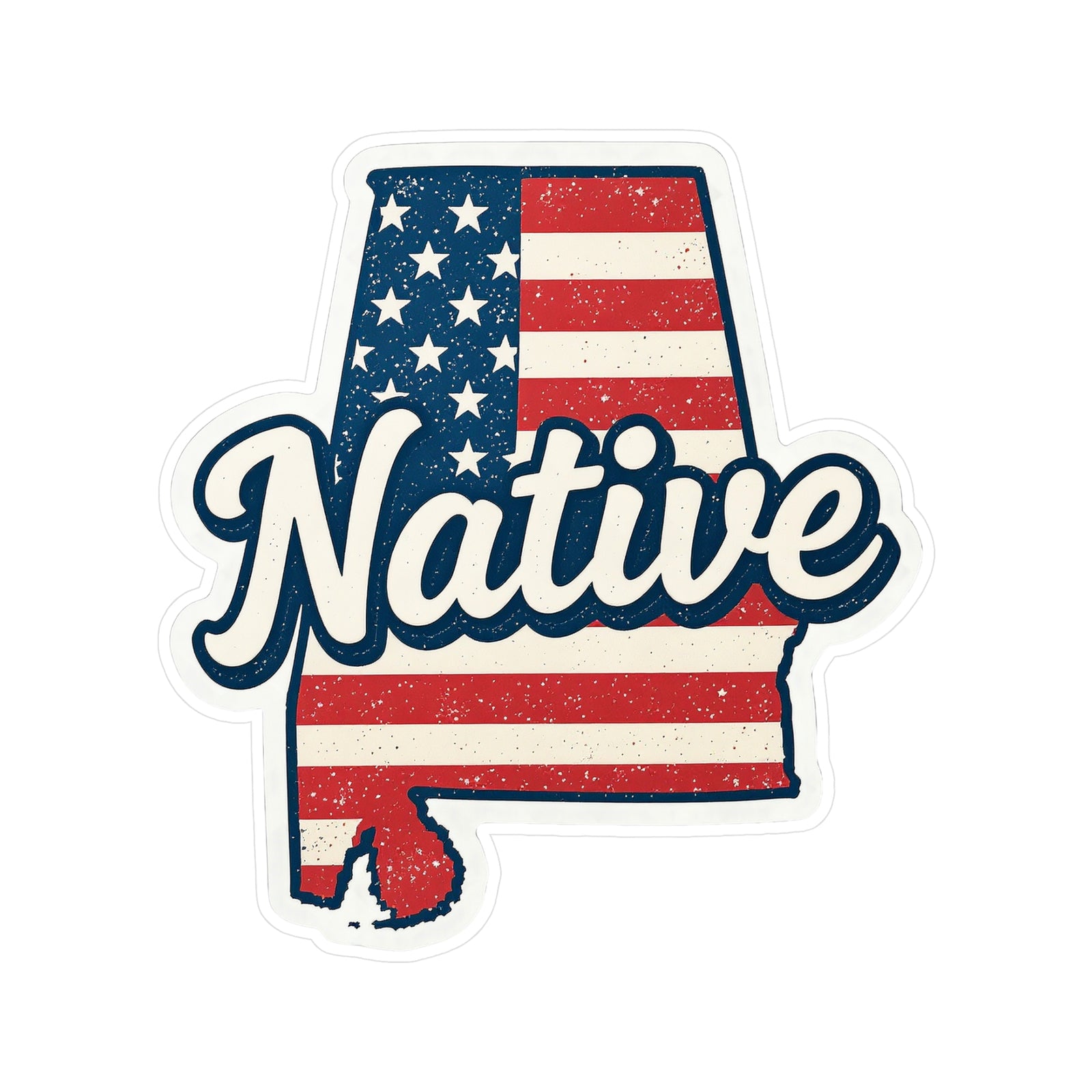 Alabama Native - Vintage Patriotic State Pride Kiss-Cut Vinyl Sticker