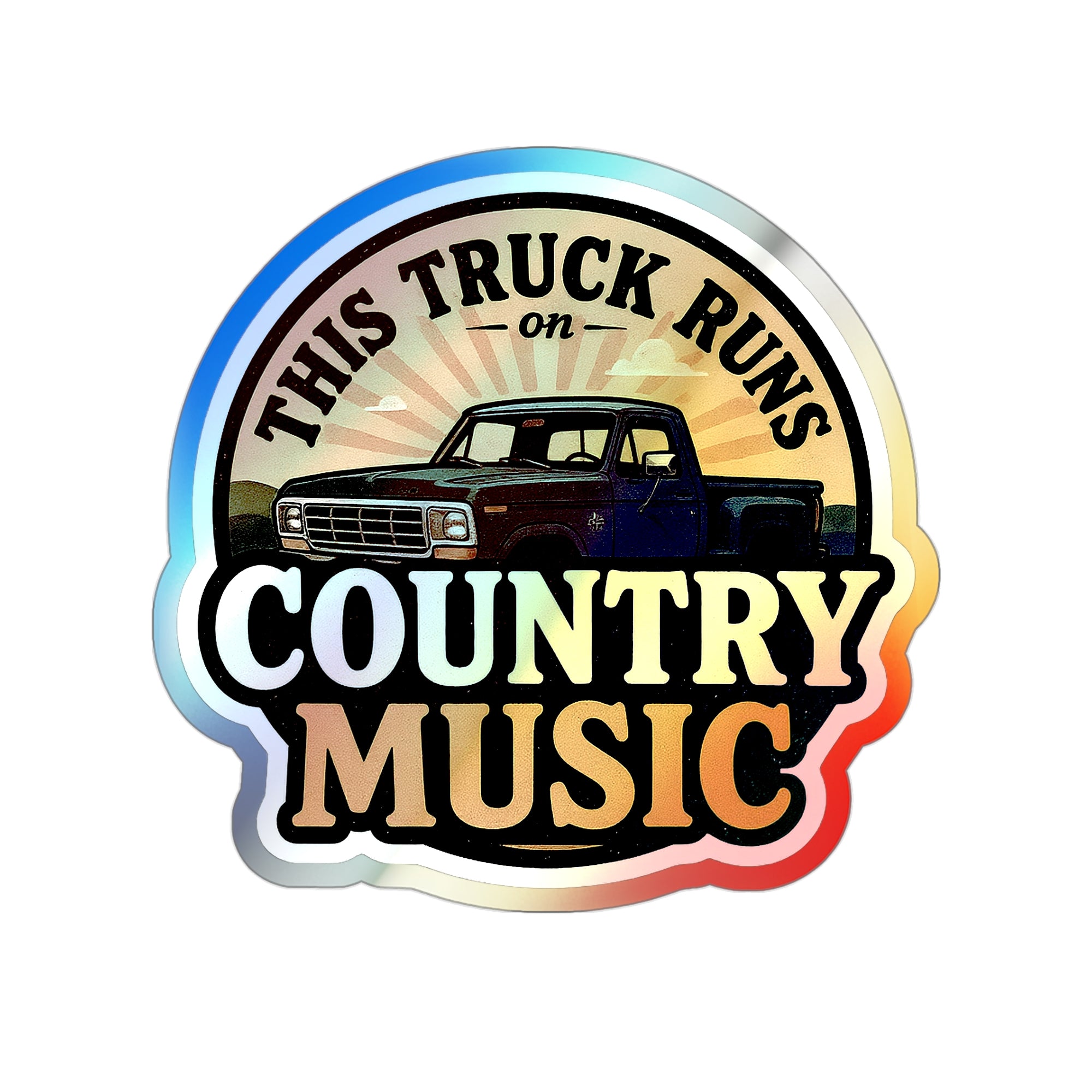 This Truck Runs On Country Music - Vintage Americana Die-Cut Vinyl Sticker