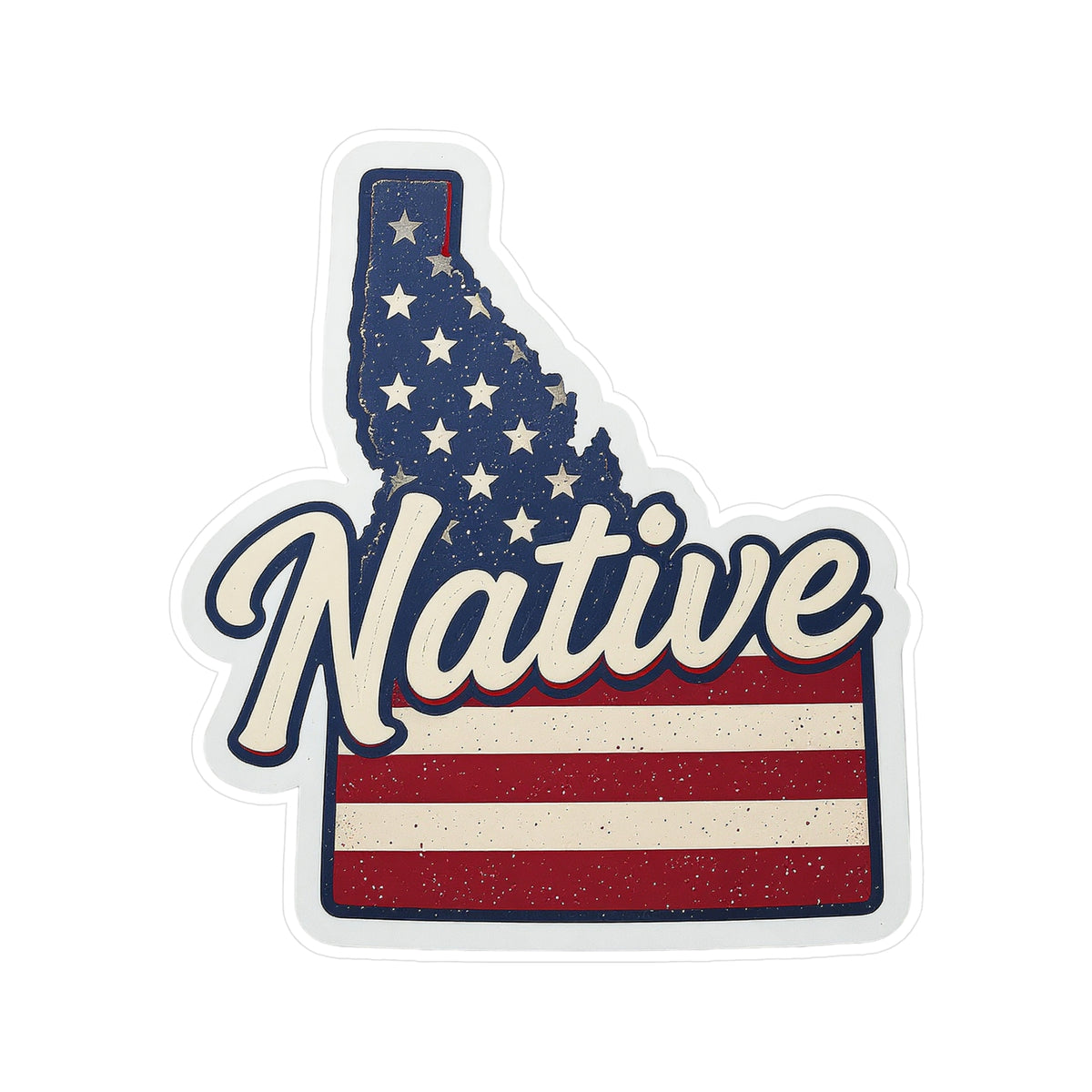 Idaho Native - Vintage Patriotic State Pride Kiss-Cut Vinyl Sticker