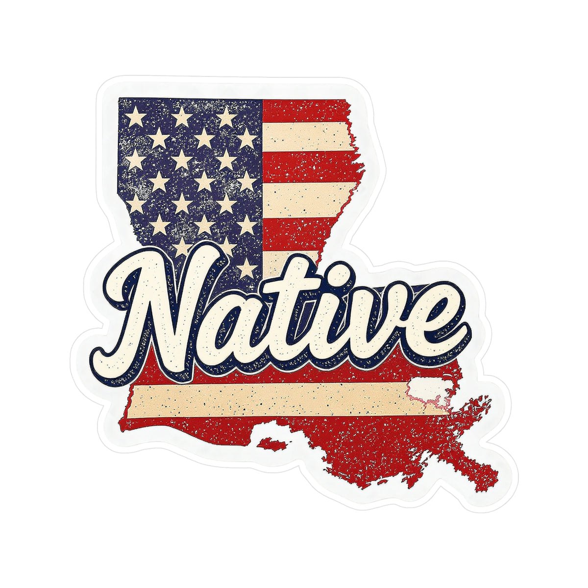 Louisiana Native - Vintage Patriotic State Pride Kiss-Cut Vinyl Sticker