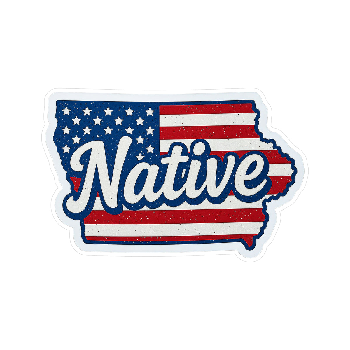 Iowa Native - Vintage Patriotic State Pride Kiss-Cut Vinyl Sticker
