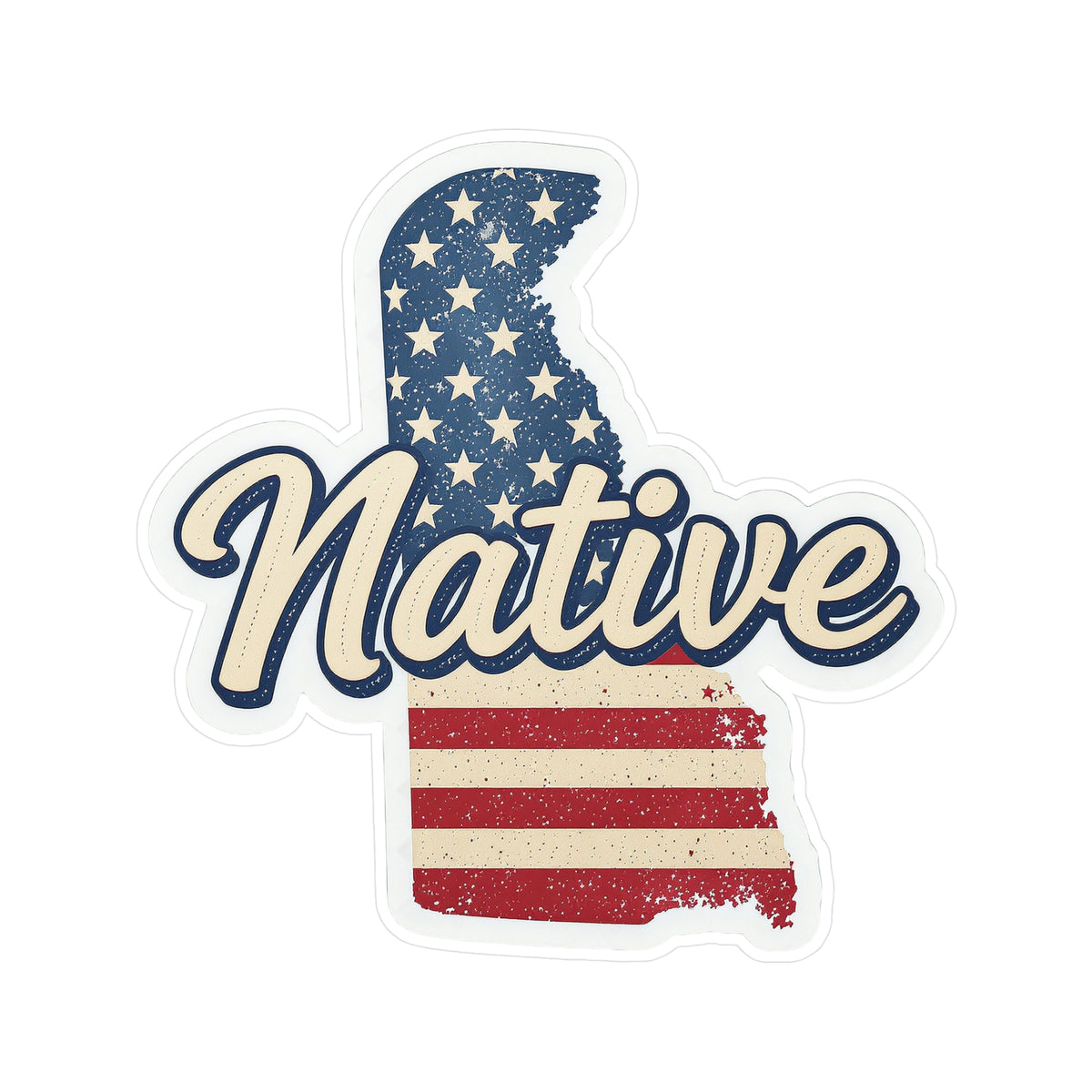 Delaware Native - Vintage Patriotic State Pride Kiss-Cut Vinyl Sticker