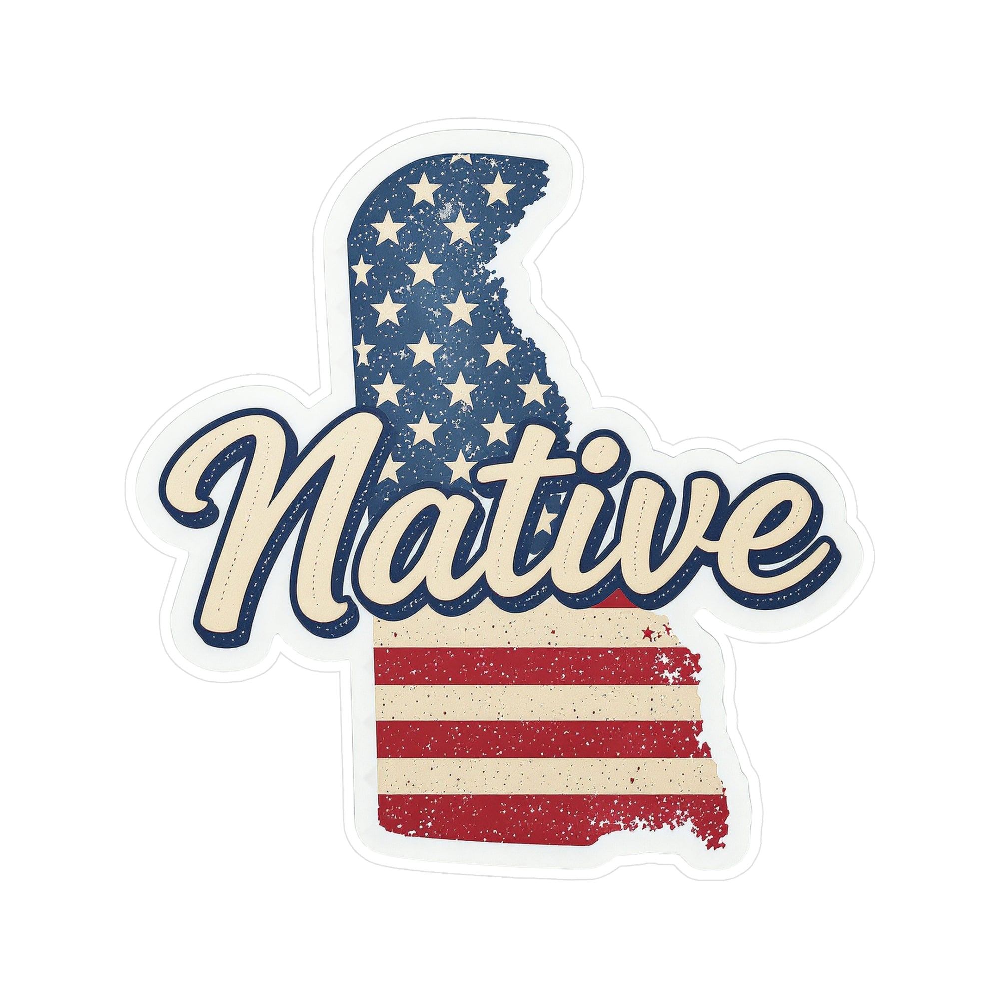 Delaware Native - Vintage Patriotic State Pride Kiss-Cut Vinyl Sticker