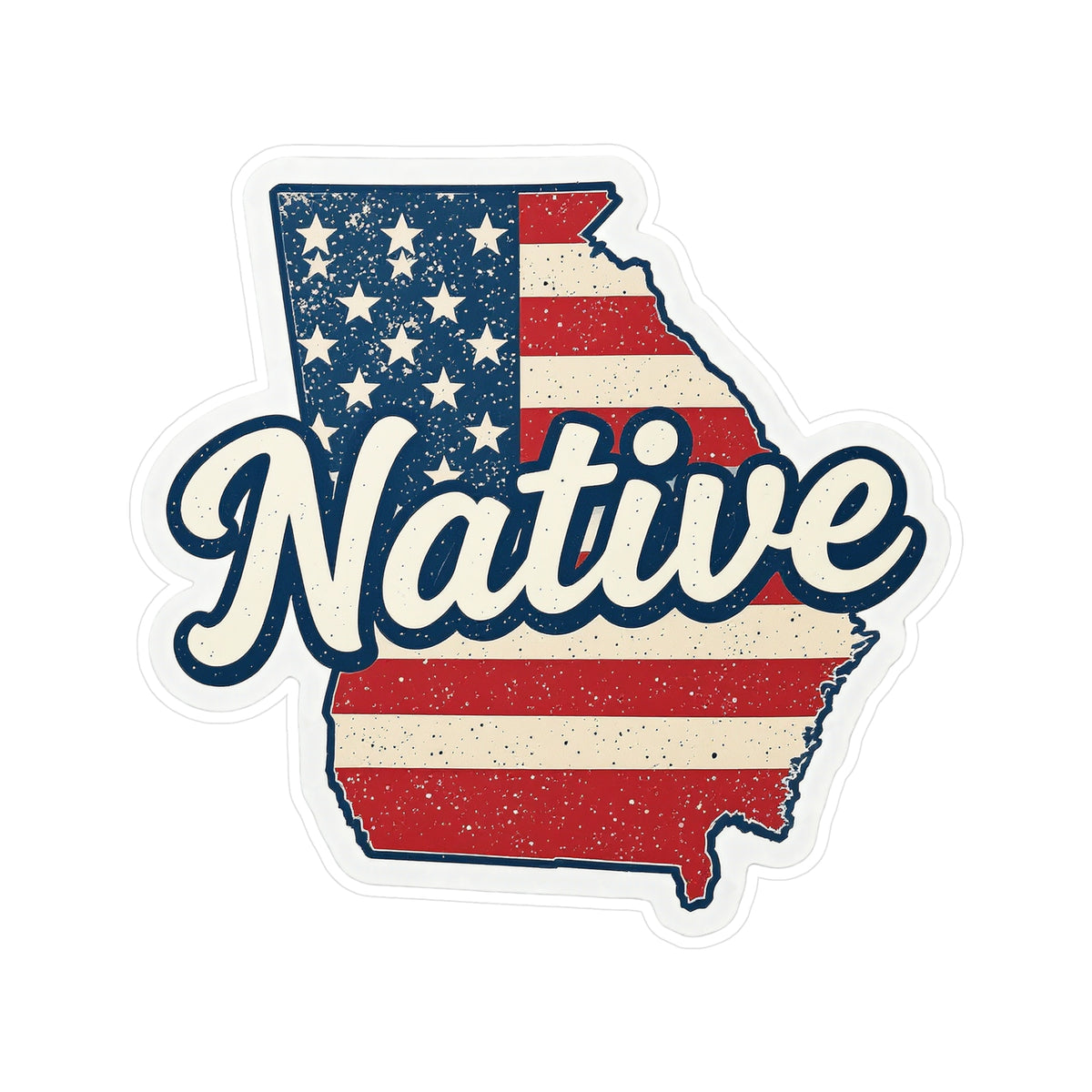 Georgia Native - Vintage Patriotic State Pride Kiss-Cut Vinyl Sticker